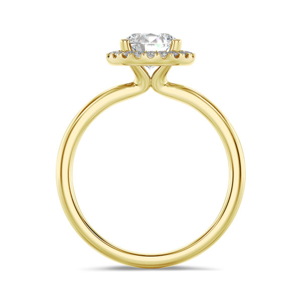 Search all PLP - 1.50 carat bague solitaire de type auréole en or jaune avec diamants de laboratoire ronds