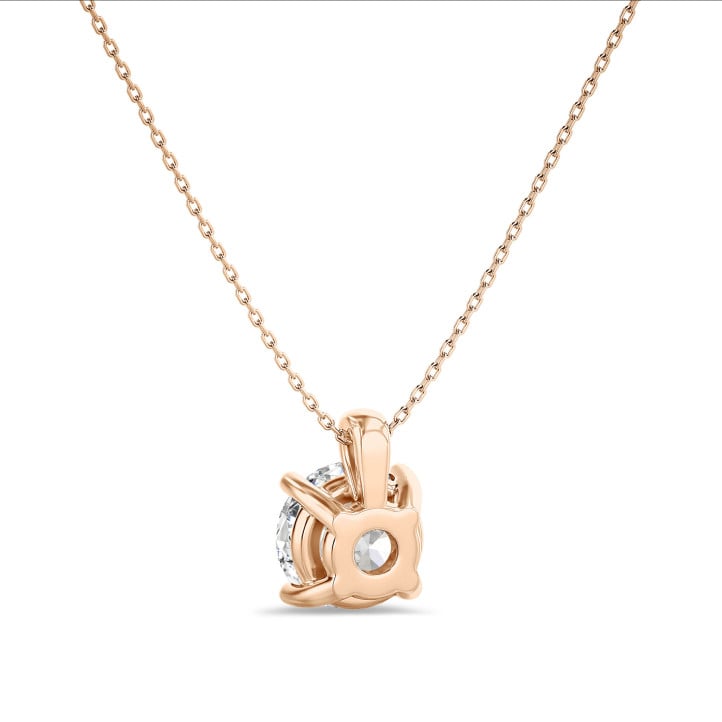 3.00 carat Pendentif solitaire en or rouge avec diamant rond