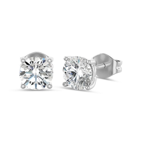 Boucles d'oreilles - 2.00 carats Boucles d'oreilles solitaires en or blanc avec diamants ronds