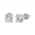 3.00 carats Boucles d'oreilles solitaires en or blanc avec diamants ronds