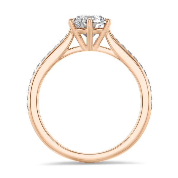 Bagues - 1.50 carat bague solitaire en or rouge avec diamants sur les côtés