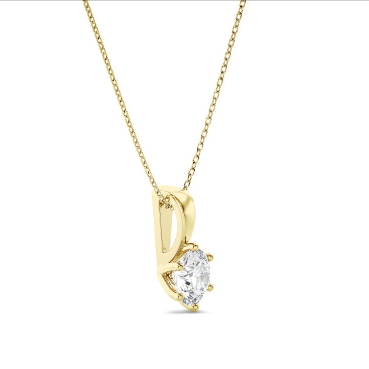 1.20 carat Pendentif solitaire en or jaune avec diamant rond