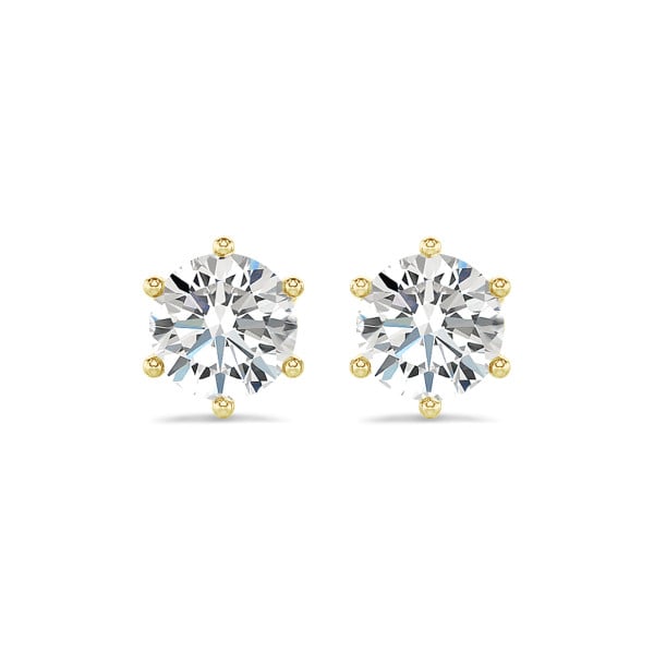 2.00 carats Boucles d'oreilles solitaires en or jaune avec diamants ronds