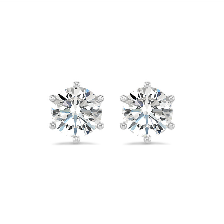 3.00 carats Boucles d'oreilles solitaires en or blanc avec diamants de laboratoire ronds