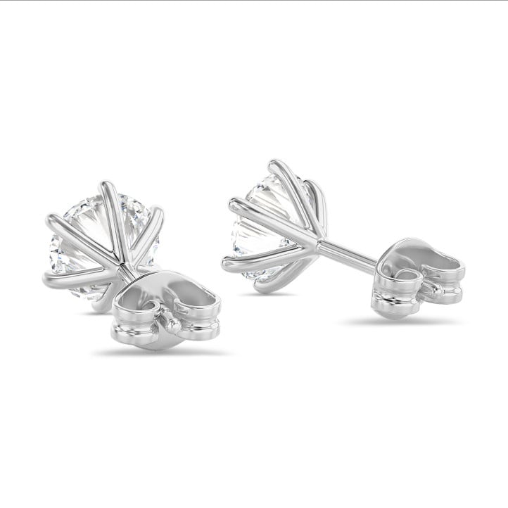 3.00 carats Boucles d'oreilles solitaires en or blanc avec diamants de laboratoire ronds