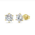 3.00 carats Boucles d'oreilles solitaires en or jaune avec diamants de laboratoire ronds