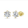 3.00 carats Boucles d'oreilles solitaires en or jaune avec diamants ronds