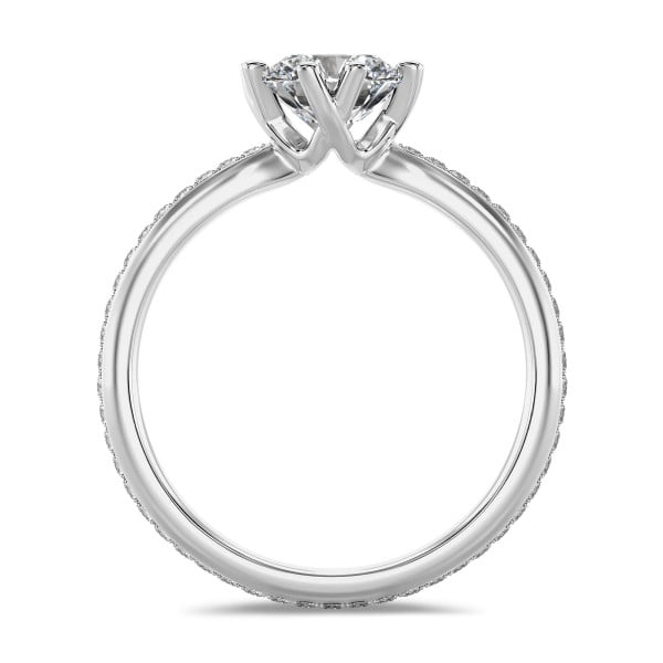 Bagues de fiançailles - 3.00 carats bague solitaire en or blanc avec diamants ronds (tour complet)