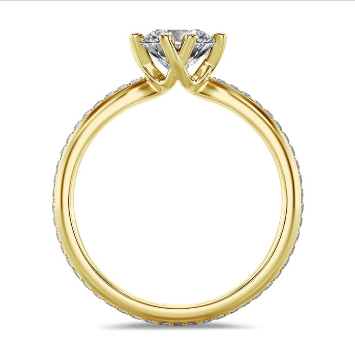 3.00 carats bague solitaire en or jaune avec diamants de laboratoire ronds (tour complet)