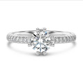 1.20 carat bague solitaire en or blanc avec diamants sur les côtés