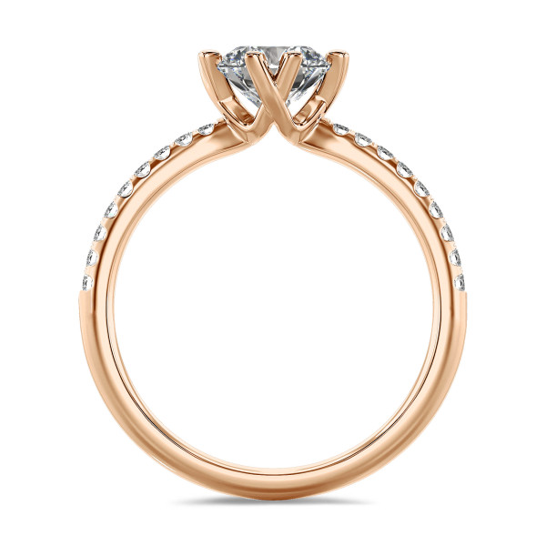 Bagues - 1.50 carat bague solitaire en or rouge avec diamants de laboratoire sur les côtés