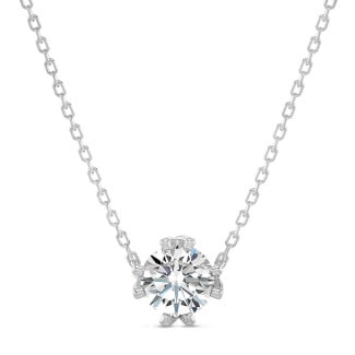 2.00 carat pendentif solitaire en or blanc avec diamant rond