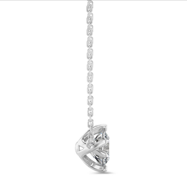 2.00 carat pendentif solitaire en or blanc avec diamant de laboratoire rond