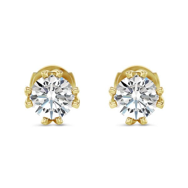Boucles d'oreilles - 2.00 carats boucles d'oreilles solitaires en or jaune avec huit griffes