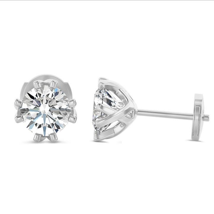 4.00 carats boucles d'oreilles solitaires en or blanc avec huit griffes