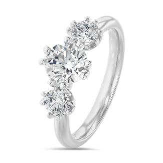 1.60 carat bague trilogie en or blanc avec diamants ronds