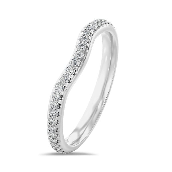 Bagues - 0.45 carat alliance courbe (tour complet) en or blanc et diamants