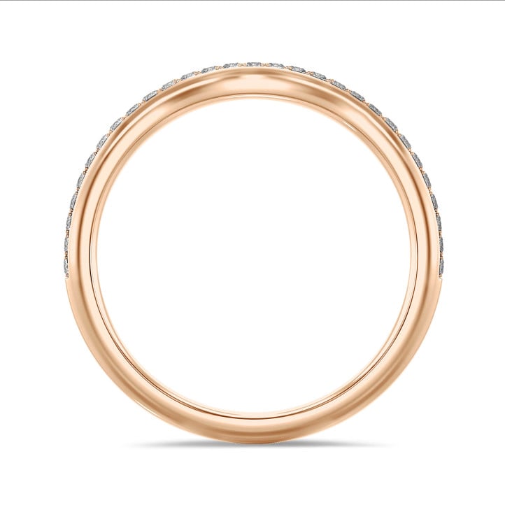 0.23 carat alliance courbe (demi-tour) en or rouge et diamants de laboratoire