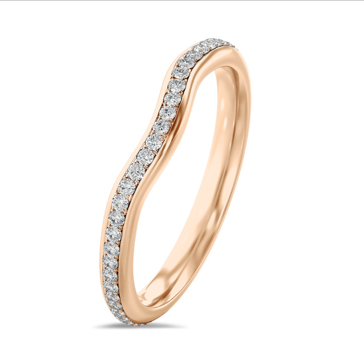 0.41 carat alliance courbe (tour complet) en or rouge et diamants de laboratoire