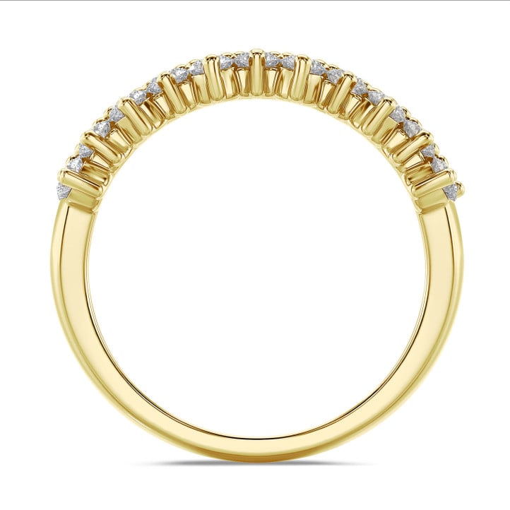 1.20 carat alliance diamants positionés deux par deux en décalé en or jaune