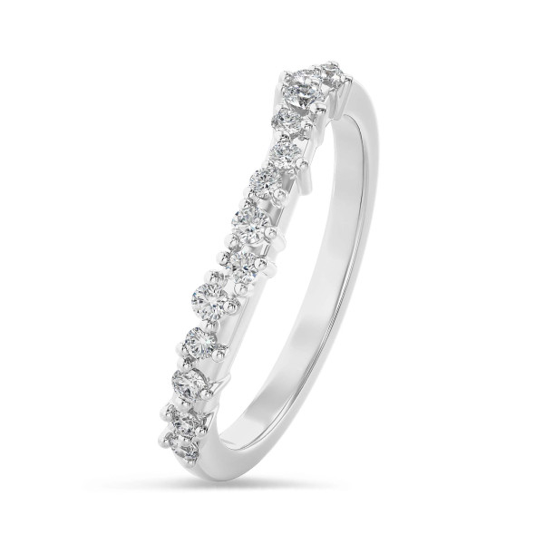 Bagues - 0.12 carat alliance en grappe avec des diamants synthétiques ronds en or blanc