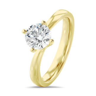 1.00 carat bague solitaire en or jaune avec diamant de laboratoire rond
