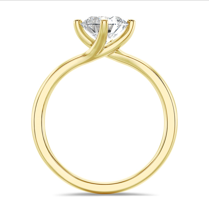 1.00 carat bague solitaire en or jaune avec diamant de laboratoire rond