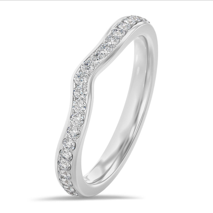 0.20 carat alliance courbe (demi-tour) en or blanc et diamants de laboratoire