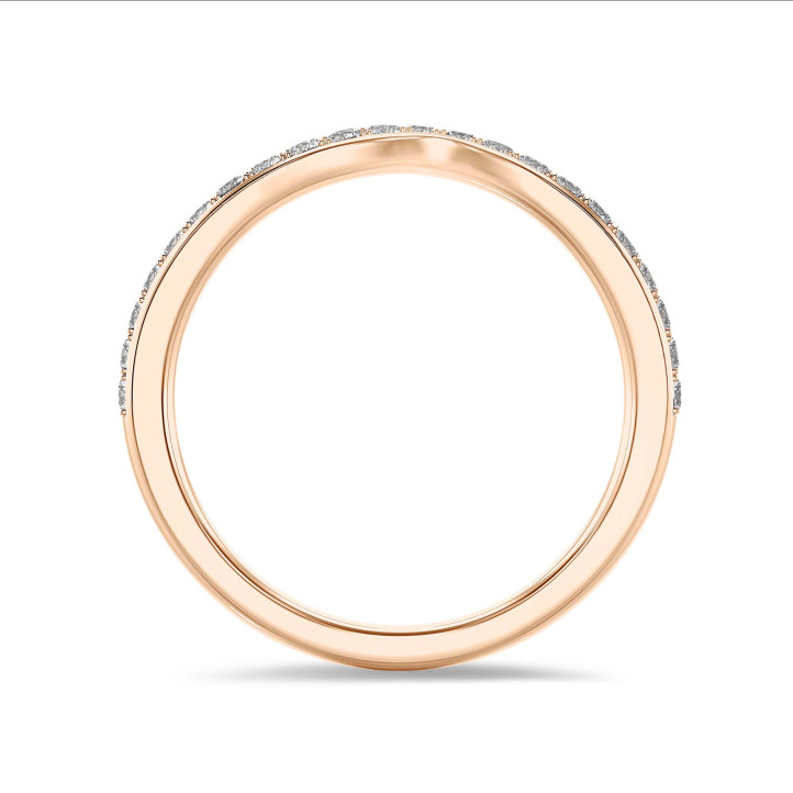 0.20 carat alliance courbe (demi-tour) en or rouge et diamants de laboratoire