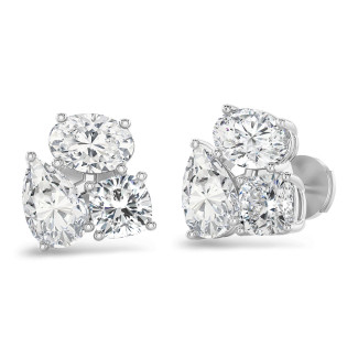 6.00 carats Boucles d'oreilles trilogie en or blanc