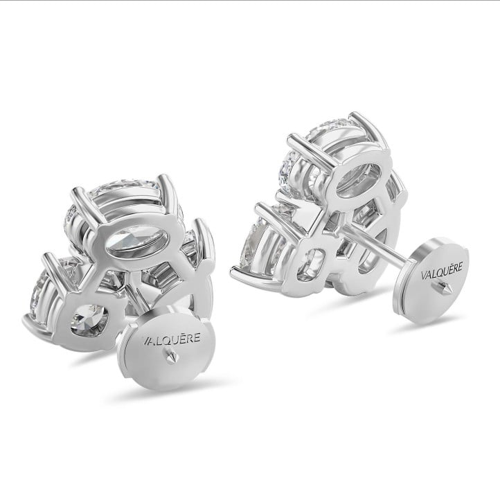 6.00 carats Boucles d'oreilles trilogie en or blanc
