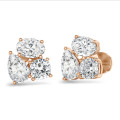 6.00 carats Boucles d'oreilles trilogie en or rouge