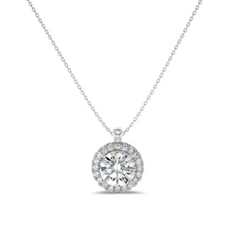 1.00 carat collier auréole en or blanc avec diamants