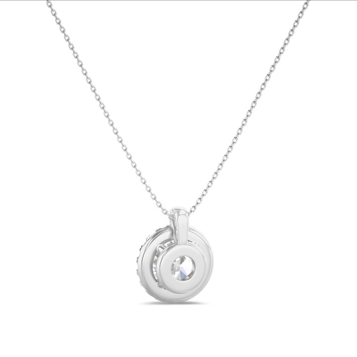 1.00 carat collier auréole en or blanc avec diamants de laboratoire
