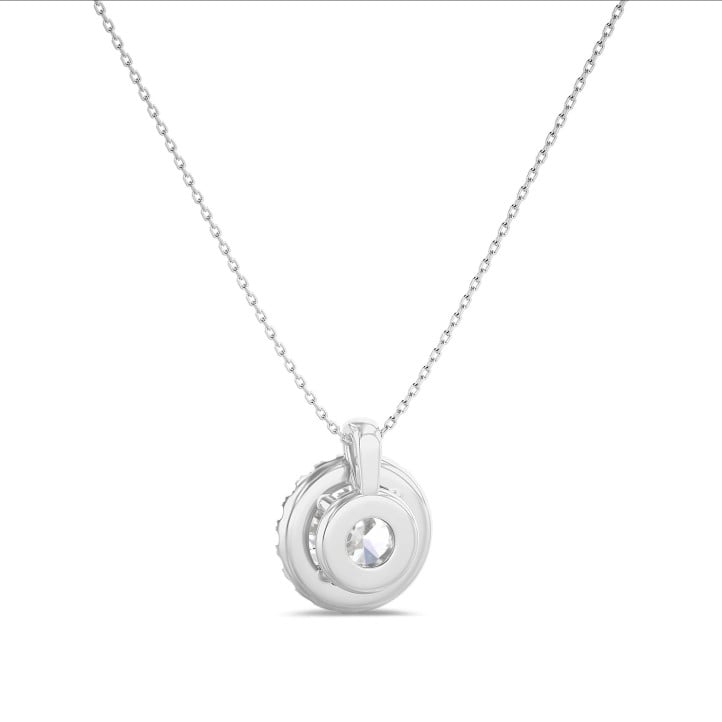1.00 carat collier auréole en or blanc avec diamants