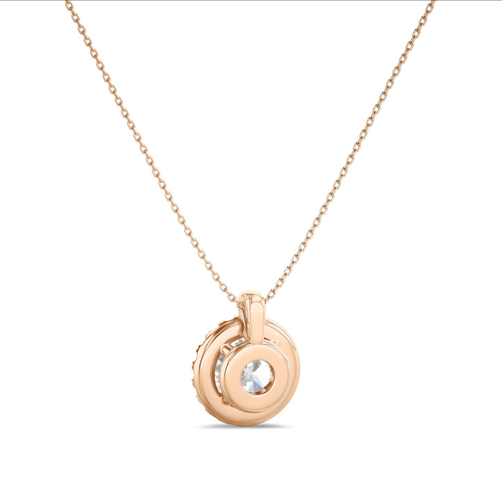 1.00 carat collier auréole en or rouge avec diamants de laboratoire