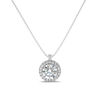 1.00 carat collier auréole en platine avec diamants de laboratoire
