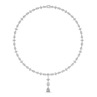 24.70 carat collier de diamants synthétiques en or blanc avec pendentif détachable