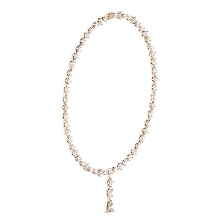 24.70 carat collier de diamants synthétiques en or rouge avec pendentif détachable