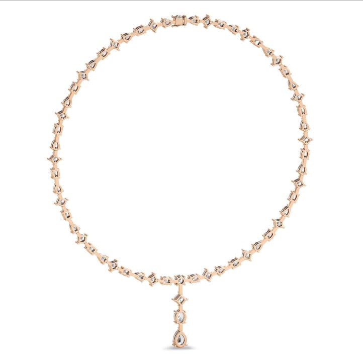 24.70 carat collier de diamants synthétiques en or rouge avec pendentif détachable