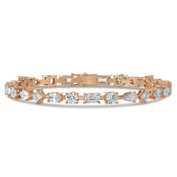 Bracelets - 7.50 carat bracelet diamant synthétique en or rouge