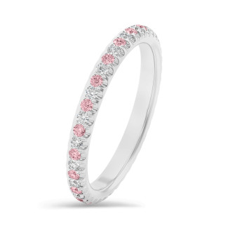 0.55 carat alliance (tour complet) en or blanc avec diamants synthétiques roses et blancs