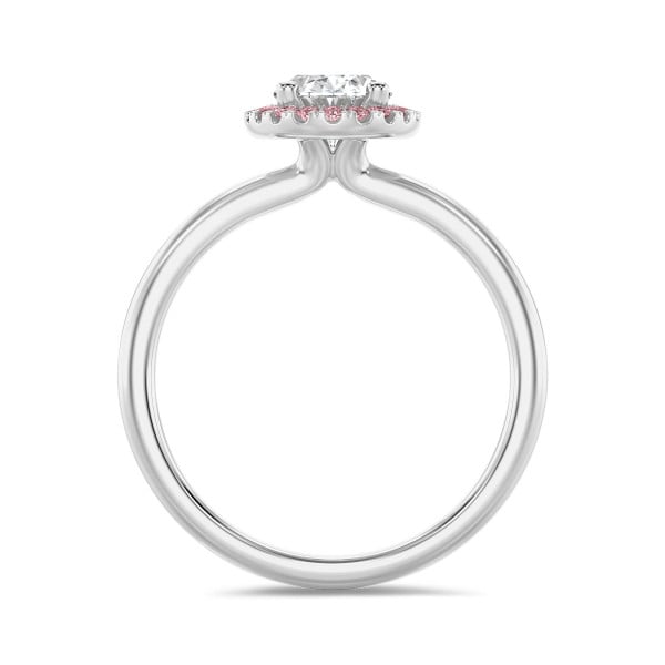 Search all PLP - 3.00 carats bague solitaire de type auréole avec un diamant ovale en or rouge et diamants ronds roses