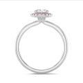 3.00 carats bague solitaire de type auréole avec un diamant synthétique ovale en or rouge et diamants synthétiques ronds roses