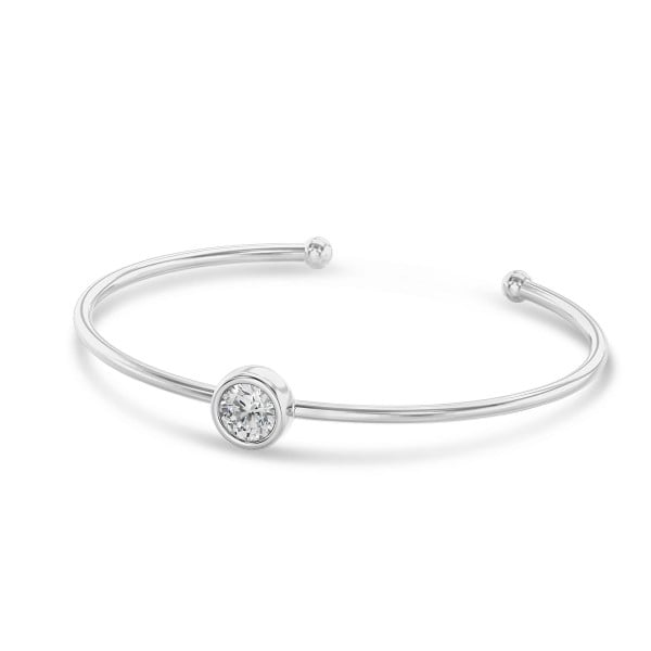 1.00 carat bracelet en or blanc avec un diamant rond synthétique