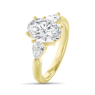 Bague Solitaire Diamant Ovale 3.30 Ct - Argent 925, Diamant Traité Blanc Certifié, Taille 7
