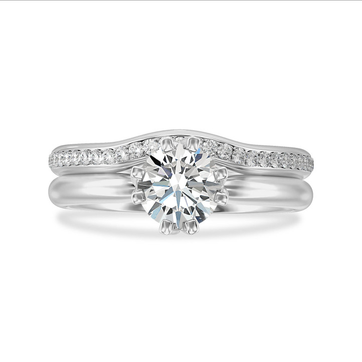 2.00 carat bague solitaire en or blanc avec diamant rond