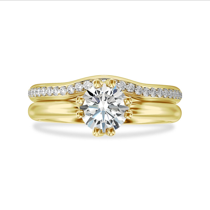 3.00 carat bague solitaire en or jaune avec diamant de laboratoire rond