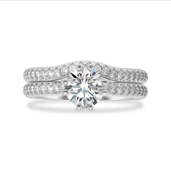 1.50 carats bague solitaire en or blanc avec diamants de laboratoire ronds (tour complet)