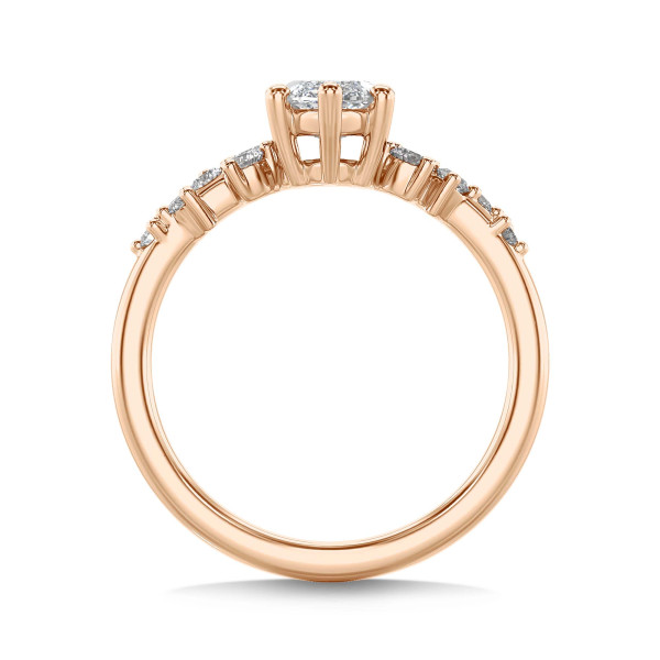 Bagues - 1.00 carat bague solitaire en grappe avec un diamant marquise en or rouge